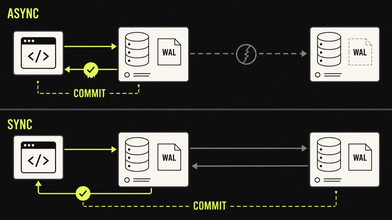Сравнение асинхронного и синхронного commit при репликации PostgreSQL