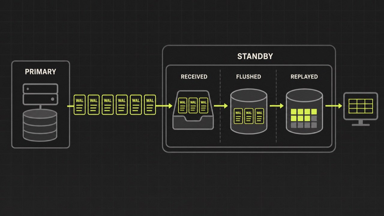 Схема потоковой репликации PostgreSQL: передача WAL от primary к standby